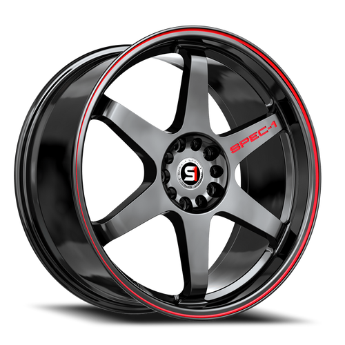 Spec-1 Spt-33 Wheel 17x8 5x114.3 & 5x120 Gloss Black & Red Line 38mm | SPT-331783838GBRL