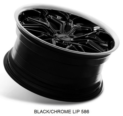 Xxr 586 20x8.5 5x112 Black W/ Stainless Lip 35mm Wheels