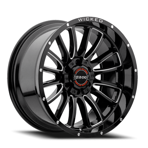 Wicked Offroad W908 Wheels Rims 20x10 8x170 Gloss Black Milled -18mm | W908B200867-18GBMW