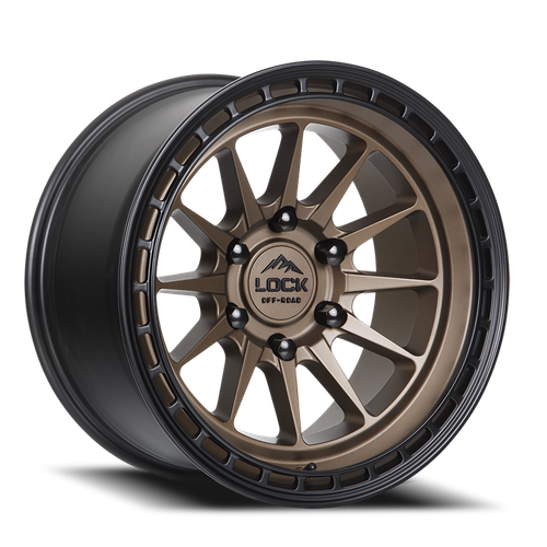 Lock Offroad Baja Wheels Rims 17x8 5x114.3 Matte Desert Bronze W/ Matte Black Ring 40mm | BAJA-7854MR