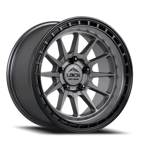 Lock Offroad Baja Wheels Rims 17x9 5x127 Matte Grey W/ Matte Black Ring -12mm | BAJA-7957MGMBR12N
