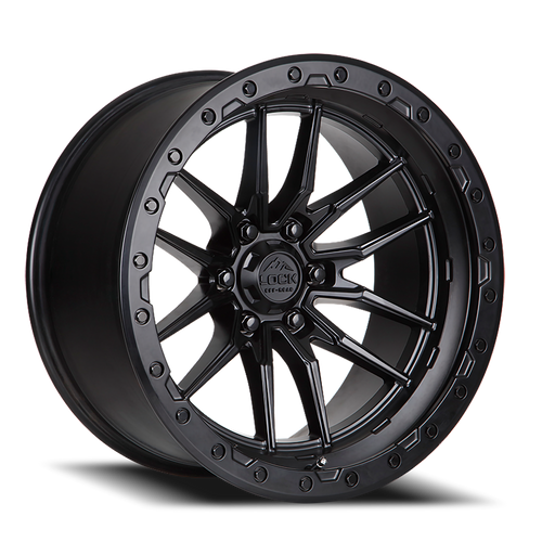 Lock Offroad Krawler Wheels Rims 20x9 8x170 Matte Black W/ Matte Black Ring 20mm | KRAWLER-2987MB20