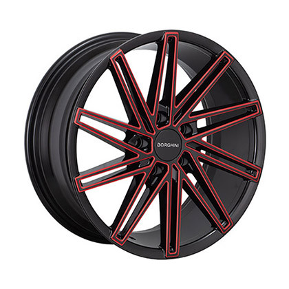 Borghini B65 Wheels Rims 18x8 5x114.3 Black W/ Red Milling 38mm | WBWW065S17O23P010F454C13