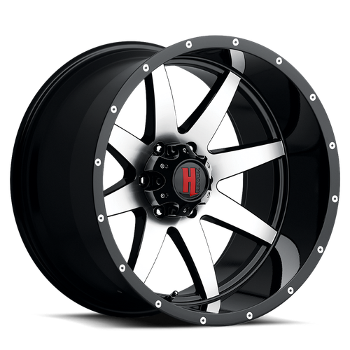 Havok 112 Wheels Rims 20x12 5x127 Black Machined W/ Machined Rivets -44mm | WHKW112S34O02P015F040C18