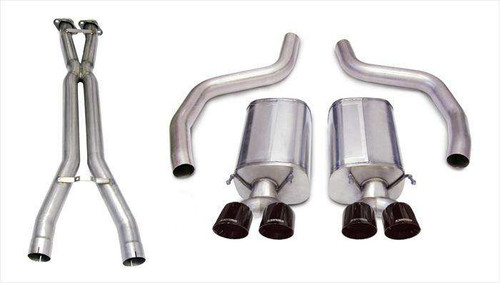 Corsa Performance Exhaust 3.0" Cat-Back Dual Rear Exit with Twin 4.0" Black PVD Pro-Series Tips | COR 14164CB1BLK