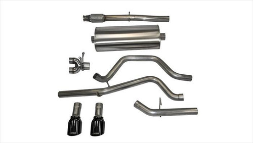 Corsa Performance Exhaust 3.0" Cat-Back Dual Rear Exit with Single 4.0" Black PVD Pro-Series Tips | COR 14869BLK