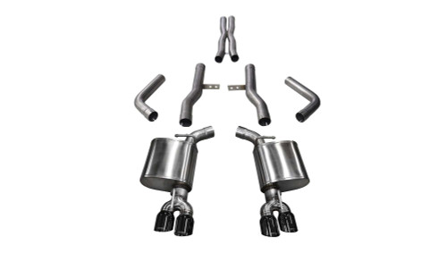 Corsa Performance Exhaust 2.75" Cat-Back Dual Rear Exit with Twin 3.5" Black PVD Pro-Series Tips | COR 14989BLK