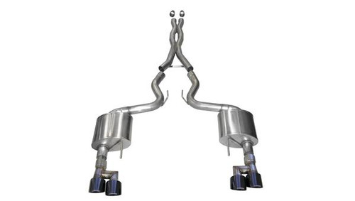 Corsa Performance Exhaust 3.0" Cat-Back Dual Rear Exit with Twin 4.0" Black PVD Pro-Series Tips | COR 21040BLK