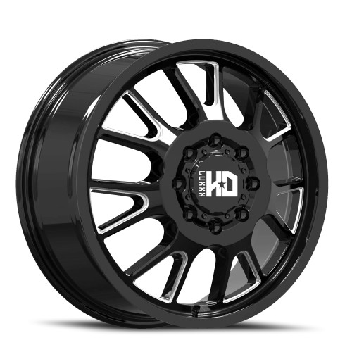 Luxxx Hd Dually Lhd37 Wheels Rims 20x8.25 8x210 Gloss Black Milled 115mm