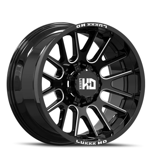Luxxx Hd Lhd38 Wheels Rims 22x12 8x180 Gloss Black Milled -44mm | LHD3822128180-44K-A1