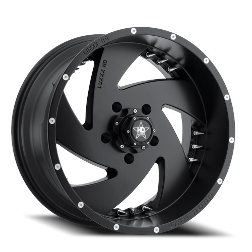 Luxxx Hd Lhd6 Wheels Rims 20x10 5x150 Satin Black W/ Chrome Spike Rivets -18mm | LHD620105150-18I-B-11