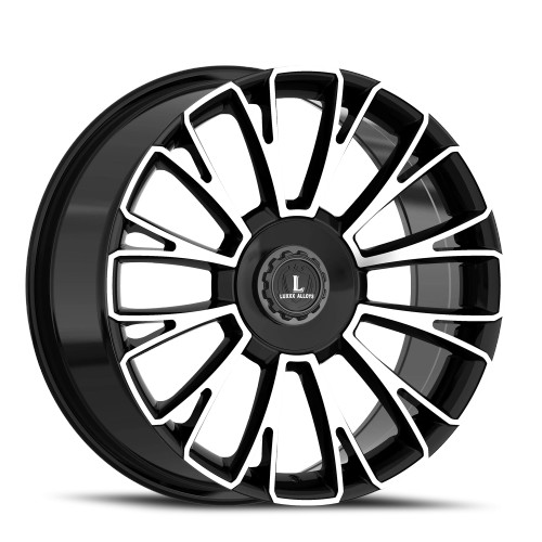 Luxxx Alloys Lux 54 Wheels Rims 22x9 5x114.3 5x120 Gloss Black Machined 35mm | LUX5422951143120+35B-A2