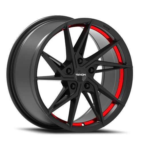 Venom 50 Wheels Rims 18x8.5 5x120 Satin Black W/ Red Line 35mm | VEN5018855120+35B-B17