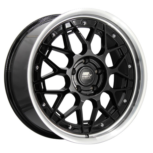Mst Mt03 Wheels Rims 19x8.5 5x120 Gloss Black W/ Machined Lip 35mm | 03-98512-35-BLKL