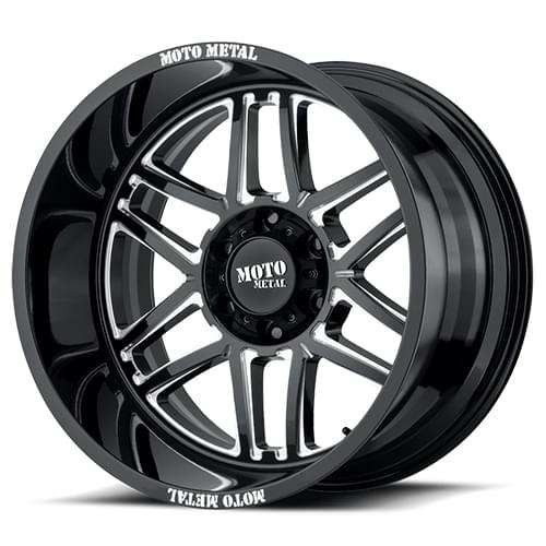 Moto Metal Folsom Mo992 Gloss Black W/ Milled Spokes Wheels Rims 20x10 5x127 Black -18mm | EC MO99221050318N
