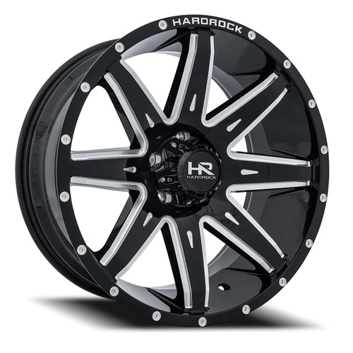 Hardrock Offroad Painkiller Xposed Wheels Rims 22x12 5x139.7 Gloss Black Milled -44mm | EC H502-221285144BM