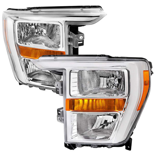 Spec-D Chrome Headlight with Clear Lens and Amber Reflector | SPE 2LH-F15021-RO