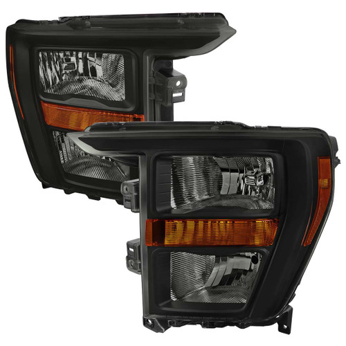 Spec-D Black Headlight with Smoked Lens and Amber Reflector | SPE 2LH-F15021SM-RO