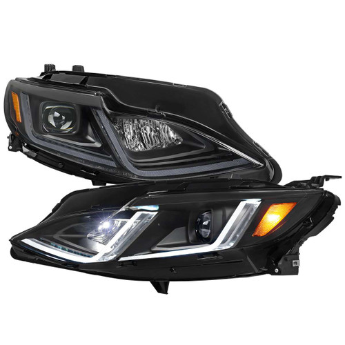 Spec-D Black Projector Headlight with Clear Lens and LED Light Bar | SPE 2LHP-MBU19JM-SQ-RS