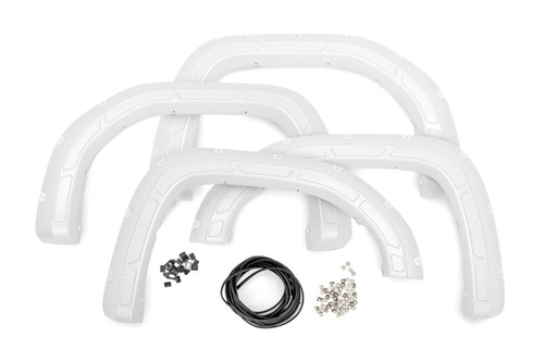 Rough Country Defender Pocket Fender Flares - White - GMC Sierra 1500 (19-23) | DHTP A-G11950-GAZ