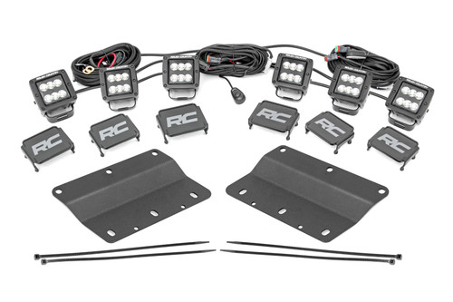 Rough Country LED Light Kit - Fog Mount - Triple 2 Inch Black Pair - Spot/Flood - Ford Bronco (21-24) | DHTP 51140