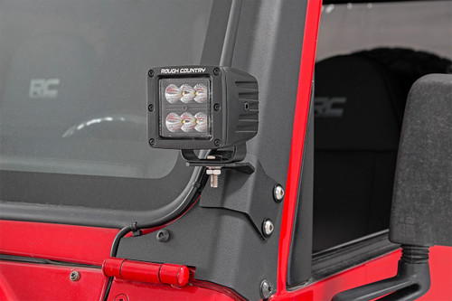 Rough Country LED Light Mount - Lower A-Pillar - Pod - Jeep Wrangler TJ (97-06) | DHTP 70046
