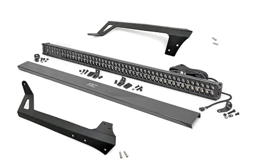 Rough Country LED Light - Windshield Mnt - 50 Inch Black Dual Row - Amber DRL - Jeep Wrangler JK (07-18) | DHTP 70504BLDRLA