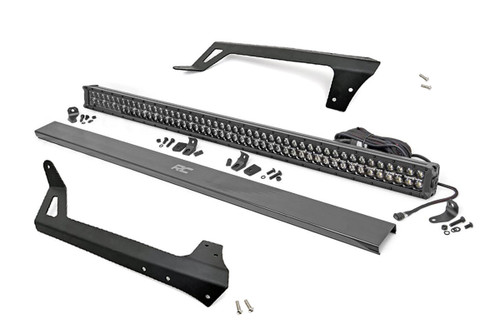 Rough Country LED Light - Windshield Mnt - 50 Inch Black Dual Row - White DRL - Jeep Wrangler JK (07-18) | DHTP 70504BLDRL