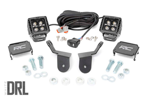 Rough Country LED Light - Cage Mount - 2 Inch Black Pair - White DRL - Honda Pioneer 1000 (16-22) | DHTP 92011