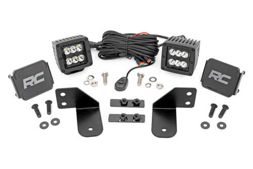 Rough Country LED Light - RR Cage Mount - 2 Inch -  Black Spot Pair - Polaris Ranger (13-21) | DHTP 93143