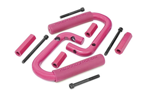 Rough Country Grab Handles - Steel - Front - Pink - Jeep Wrangler JK (2007-2018) | DHTP 6501PINK