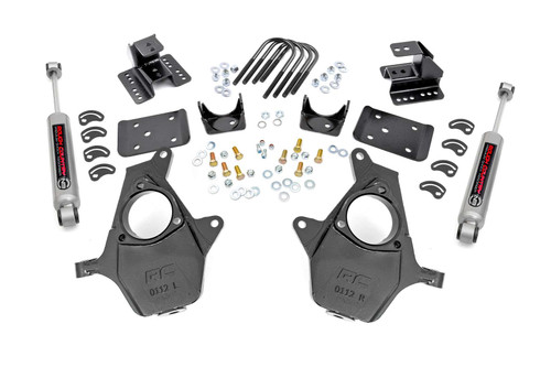 Rough Country 2 Inch Lowering Kit - 4 Inch Rear Lowering - Alum/Stamped Knuckle - Chevy/GMC 1500 (14-18) | DHTP 71630