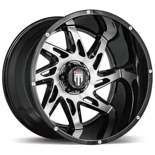 American Truxx Spider At183 Black W Machined Face Wheels Rims 22x14 6x135  -76mm | EC AT183-22436BM-76