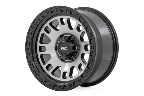 Rough Country 82 Series Wheels Rims 17x9 6x139.7 Semi Gloss Black Machined -12mm | 82170912M