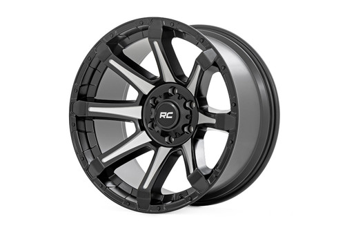 Rough Country 81 Series Wheels Rims 20x9 8x180 Semi Gloss Black W/ Machined Spokes 0mm | 81200906M