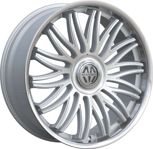 Massiv 928 Wheels Rims 22x9 6x135 6x139.7 Silver Brushed W/ Stainless Lip 25mm | MAS928-22930SBR-FC