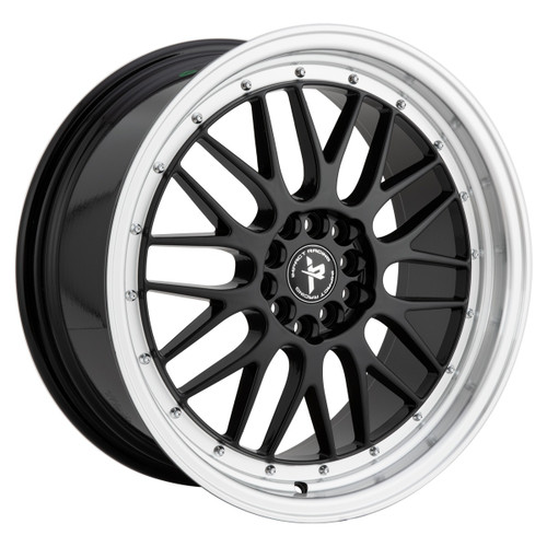 Impact Racing 505 Wheels Rims 17x7.5 4x100 Gloss Black W/ Machined Lip 38mm | 505BML-177517+38