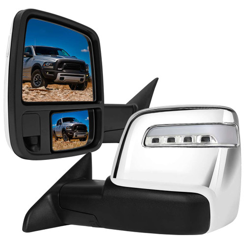 Spec-D Spec-D Dodge Ram Towing Mirror 23-24 Look-Chrome | SPE RMX-RAM09CHP-23-FS