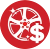 shiny wheel with dollar sign representing cosmetic wheel coverage