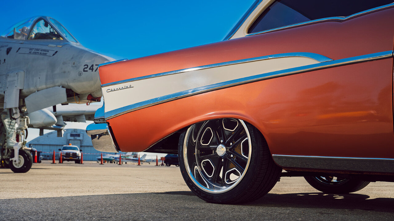 Resto Wheel Co Del Ray R102 in Gloss Black with Milled Window Diamond Cut Lip