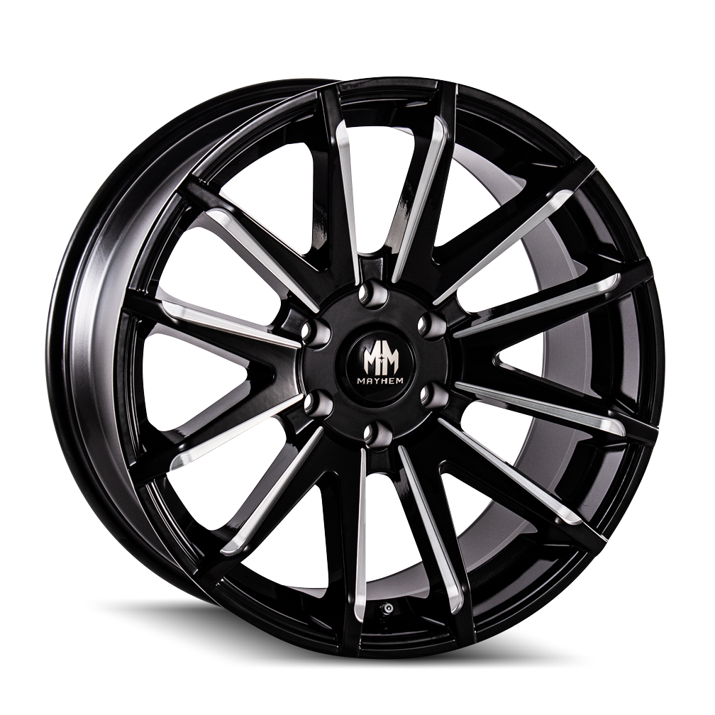 Mayhem Crossfire Wheels Rims 22x9.5 6x139.7 Gloss Black Milled