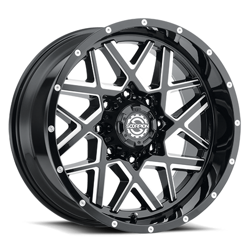 スコルピオン Scorpion Sc28 22x12 5x139.7/5x5.5 Black Milled -44mm Wheels