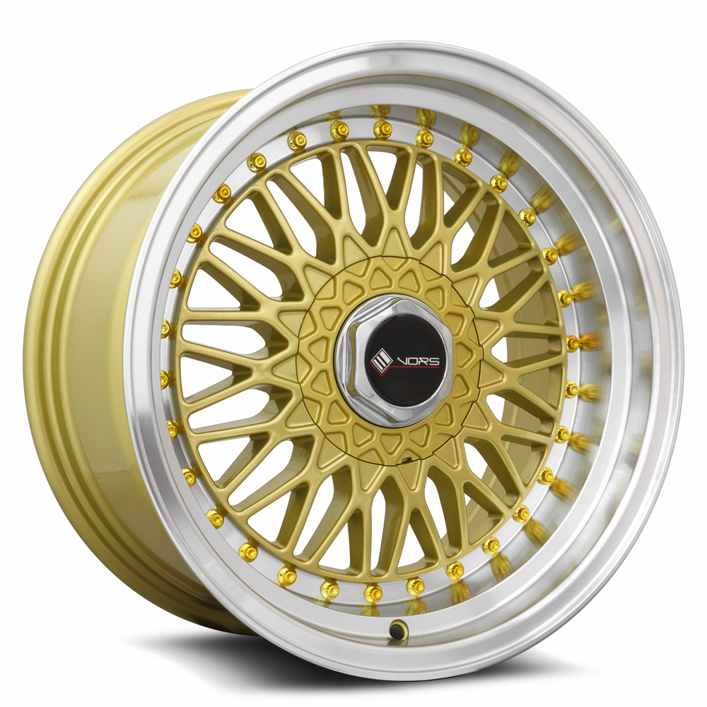 Vors Vr3 Wheels Rims 16x8 4x100 4x114.3 Gold W/ Machined Lip