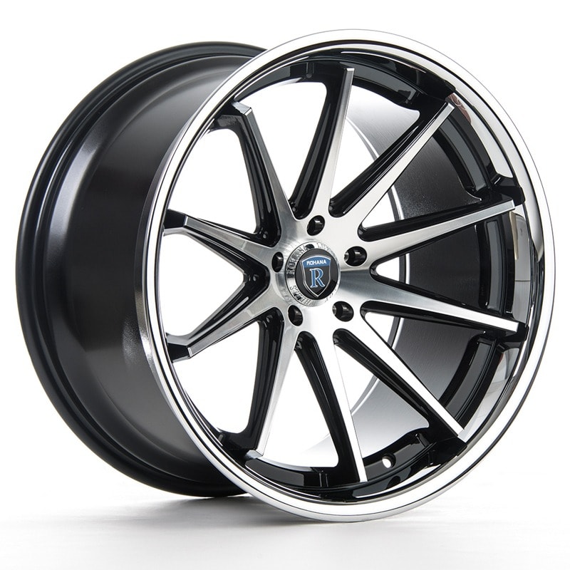Rohana Rc10 20x9 5x120 Machine Black Chrome Lip 20mm Wheels