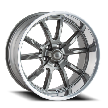 Ridler 650 18x8 5x120.65 Gloss Grey Polished Lip 0mm Wheels