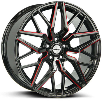 Shift H33 Spring Wheels Rims 20x8.5 5x112 Gloss Black W/ Candy Red ...