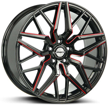 Shift H33 Spring Wheels Rims 20x10 5x114.3 Gloss Black W/ Candy Red ...