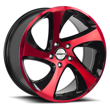 Shift H22 Strut 18x8.5 5x100 Black Candy Red 35mm Wheels