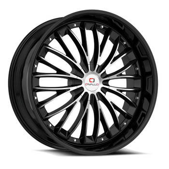 Unique 42 Rims Cavallo Clv-42 22x9.5 Black Machine 18mm Blank Wheels