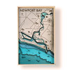 Newport Bay Topographic Wooden Map Preview in Room